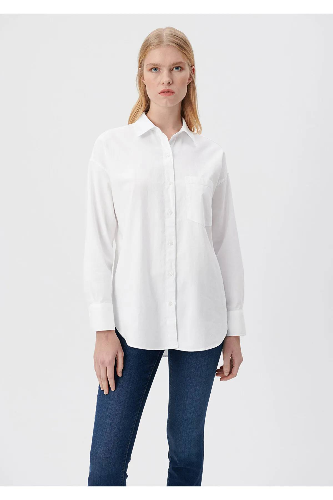 Resim Mavi  Kadın Uzun Kol Gömlek M1211026-620