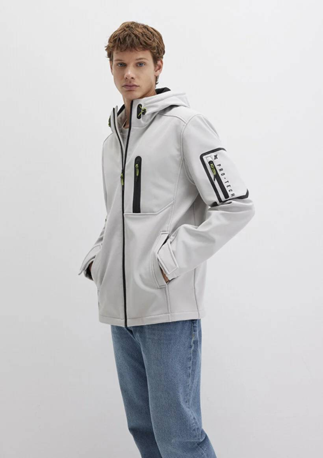 Resim Mavi Kapüşonlu Erkek Mont M0110264-70074