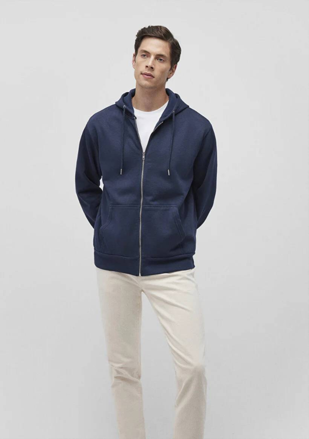 Resim Mavi Kapüşonlu Erkek Sweatshirt M0S10277-70490