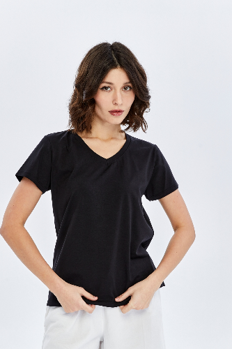 Resim Viole&More Kadın T-Shirt Yk18 V Yaka