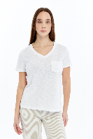 Resim Viole&More 1001 Flamlı Cepli V Yaka Kadın T-shirt