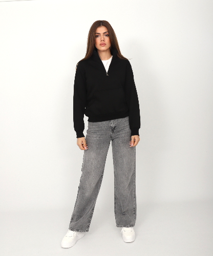 Resim Viole&More Kadın Sweat 114 Yarım Fermuarlı