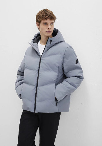 Resim Mavi Kapüşonlu Erkek Mont M0110651-85550