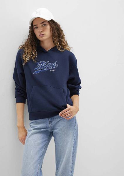Resim Mavi Kapüşonlu Kadın Sweatshirt M1S10420-82318