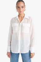 Resim Defacto Kadın Uzun Kol Gömlek F9140AX/WT34