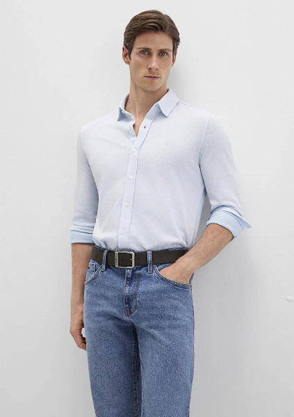 Resim Mavi Çizgili Erkek Gömlek M0211669-90902