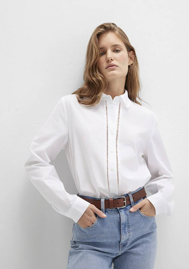 Resim Mavi Uzun Kol Kadın Gömlek M1211174-70057