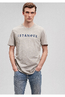 Resim Mavi İstanbul Baskılı Erkek T-Shirt M066282-31935
