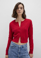 Resim Mavi Düğmeli Kısa Kadın Mont M1710722-82054