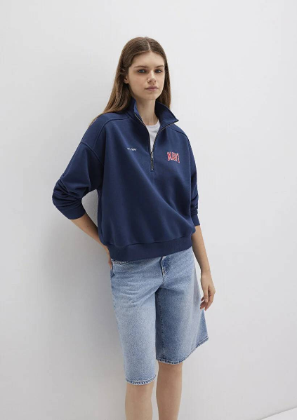 Resim Mavi Logo Baskılı Kadın Sweat M1S10373-70488