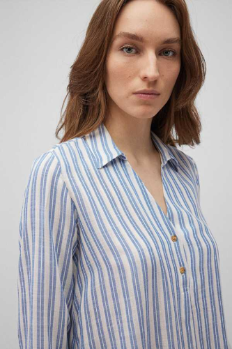 Resim Mavi Düğme Detaylı Kadın Bluz M122400-83979