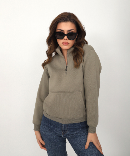 Resim Viole&More Kadın Sweat 114 Yarım Fermuarlı