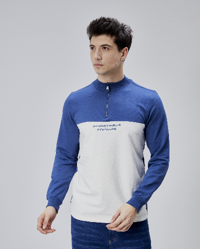 Resim Paul&More Erkek Sweat Be Afraid  Baskı Parçalı Yarım Fermuarlı