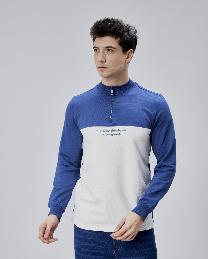 Resim Paul&More Erkek Sweat Be Afraid  Baskı Parçalı Yarım Fermuarlı