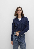 Resim Mavi Polo Yaka Kadın Kazak M1710717-70497