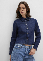 Resim Mavi Uzun Kol Kadın Gömlek M1211178-85481
