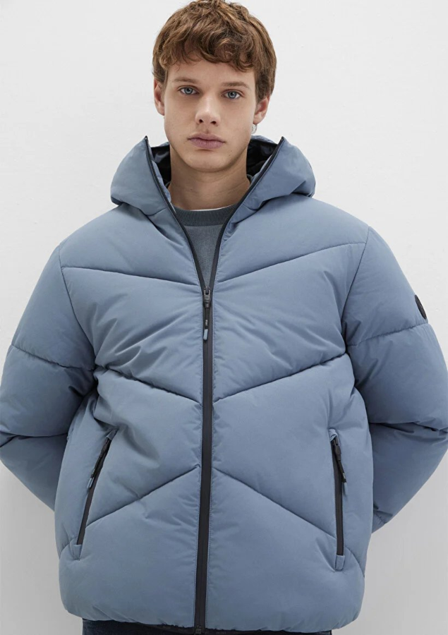 Resim Mavi Kapüşonlu Erkek Mont M0110360-70782