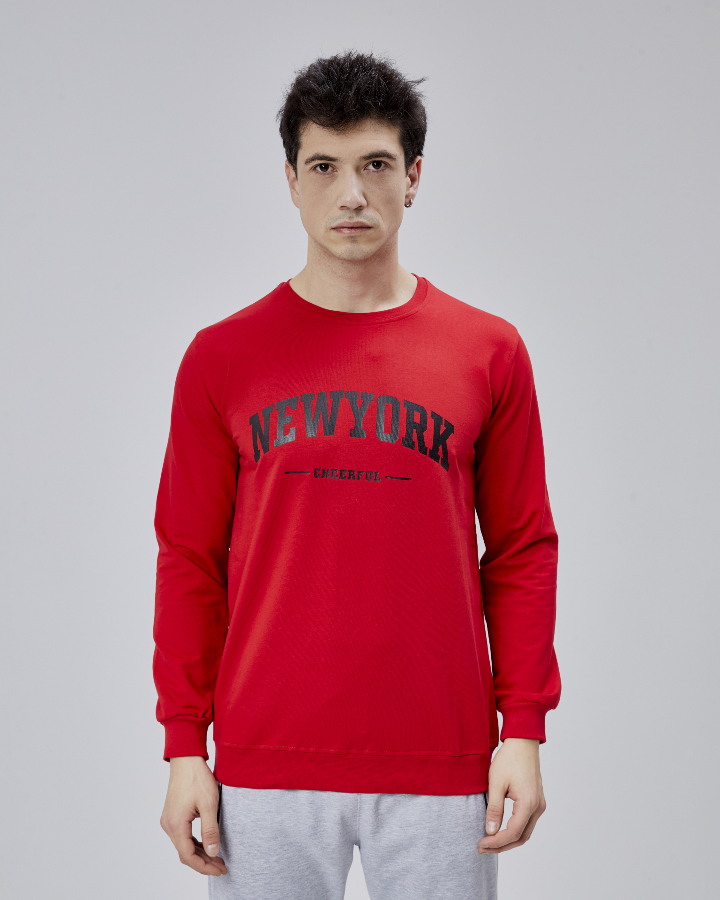 Resim Paul&More Erkek Sweat New York Baskı 0 Yaka 2 İp