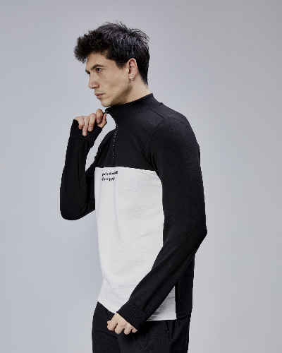 Resim Paul&More Erkek Sweat Be Afraid  Baskı Parçalı Yarım Fermuarlı