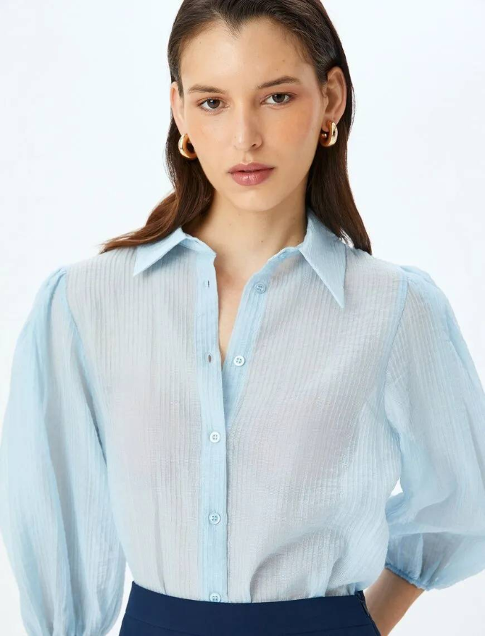 Resim Koton Kadın Uzun Kol Gömlek 5SAK60043PW