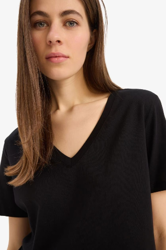 Resim Defacto Kadın T-shirt W9578AZ/BK81