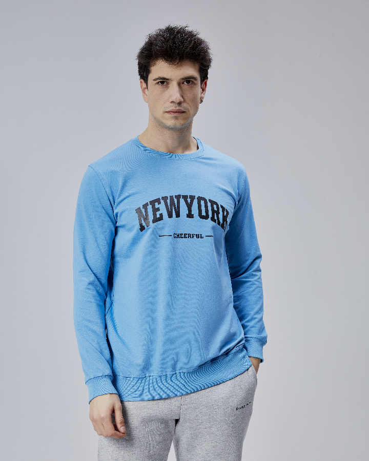 Resim Paul&More Erkek Sweat New York Baskı 0 Yaka 2 İp