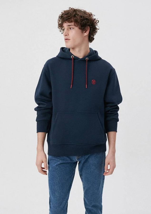 Resim Mavi Kapüşonlu Erkek Sweatshirt M065809-29743