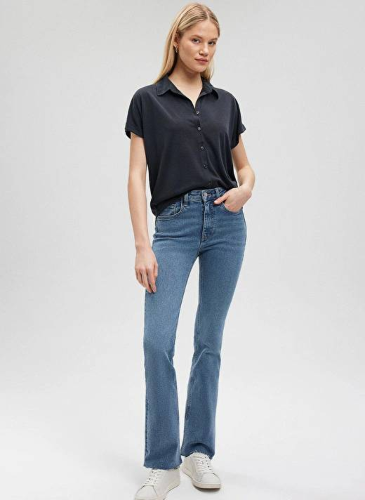 Resim Mavi Kısa Kol Kadın T-Shirt M168081-900