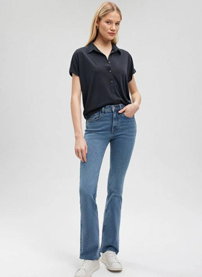 Resim Mavi Kısa Kol Kadın T-Shirt M168081-900