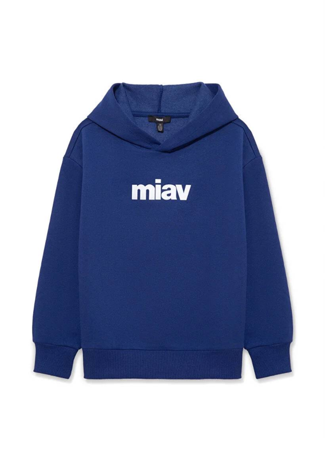 Resim Mavi Miav Baskılı Kapüşonlu Erkek Çocuk Sweat M6S10028-70722