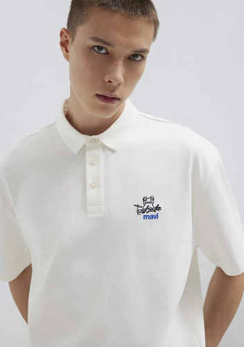 Resim Mavi Polo Yaka Erkek T-shirt M0613180-70057