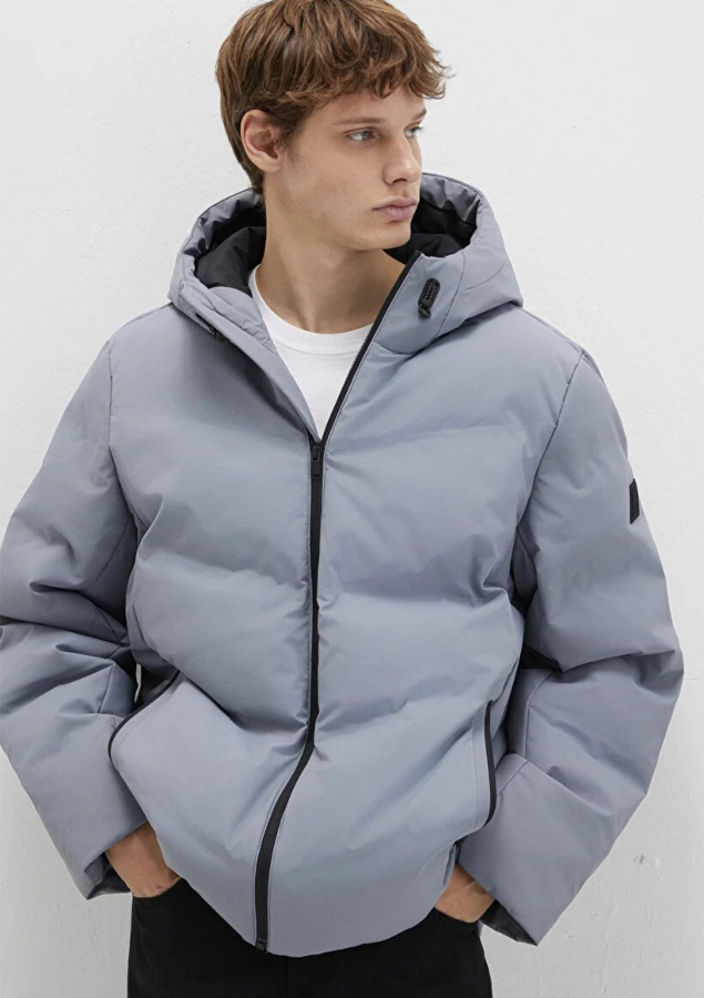 Resim Mavi Kapüşonlu Erkek Mont M0110651-85550