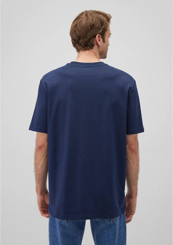 Resim Mavi Kısa Kol Erkek T-Shirt M066249-70497