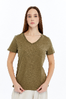 Resim Viole&More 1002 Flamlı  V Yaka Kadın T-shirt