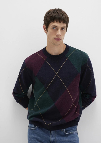 Resim Mavi Jakarlı Erkek Kazak M0710334-70497