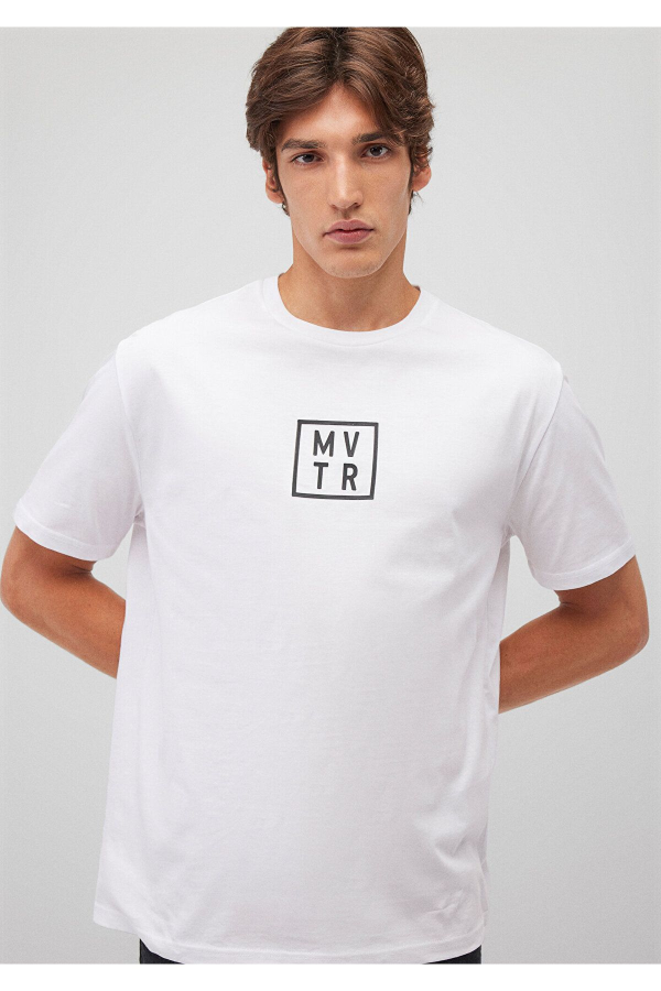 Resim Mavi Mvtr Tişört Beyaz Erkek T-Shirt M0612004-620