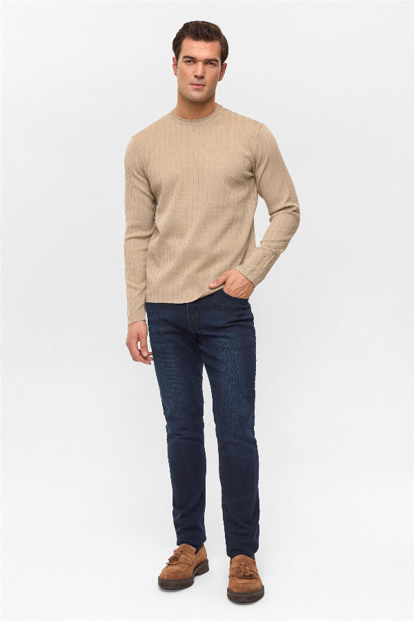 Resim Süvari Desenli O Yaka  Uzun Kol Trikol Erkek Kazak TR2013700482