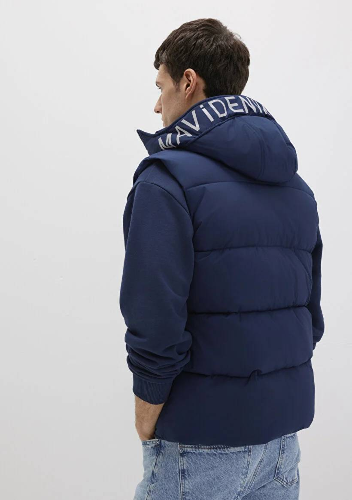 Resim Mavi Kapüşonlu Erkek Yelek M0110089-82318