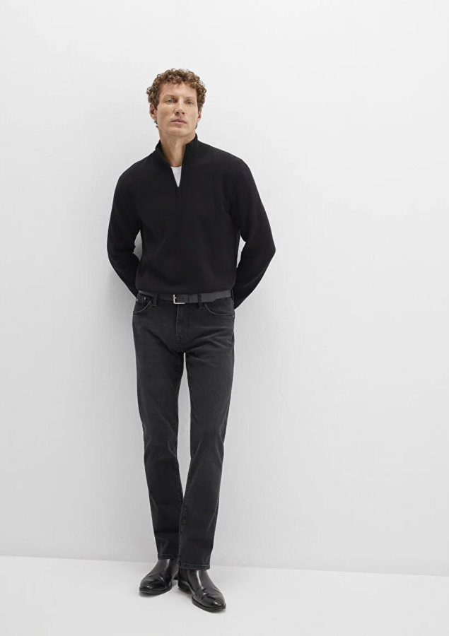 Resim Mavi Half Zip Erkek Kazak M0710328-900