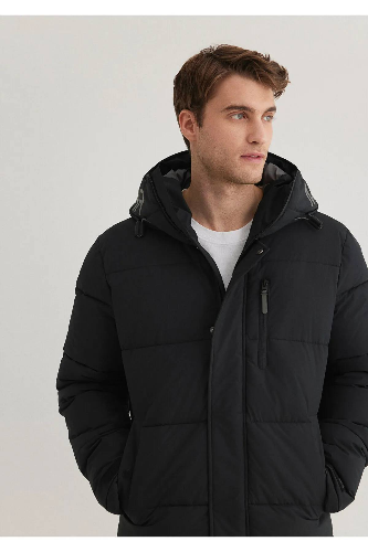 Resim Mavi Erkek Kapüşonlu Mont M010426-900