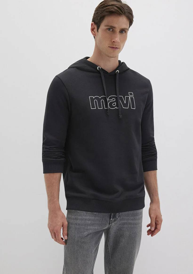 Resim Mavi Logo Kapüşonlu Erkek Sweat M065606-900