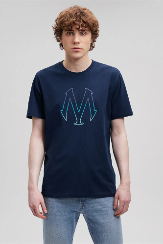 Resim Mavi Mavı Baskılı Erkek T-Shirt M0610635-70490