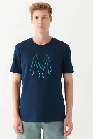 Resim Mavi Baskılı Erkek T-Shirt M0612935-70490