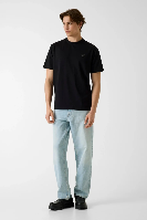 Resim Guess  Erkek  T-shirt M6GI21K3053-JBLK Cn Ss Small Patch Cotton Modal