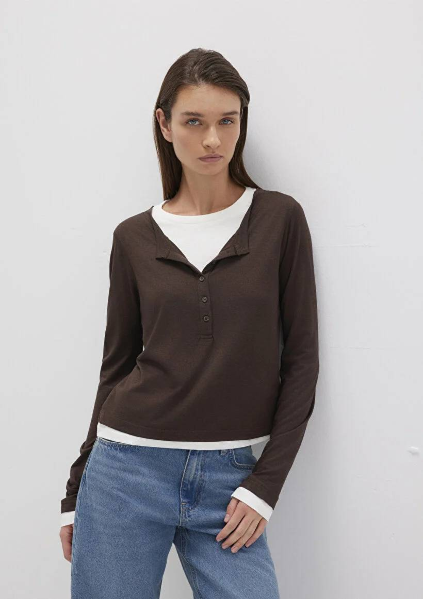 Resim Mavi Uzun Kol Kadın T-Shirt M1613400-88067