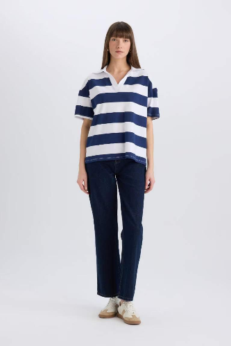 Resim Defacto Kadın Kısa Kol T-shirt E2161AX/NV42