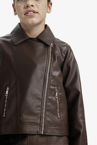 Resim Defacto Kız Çocuk Deri Mont F8742A8/BN130