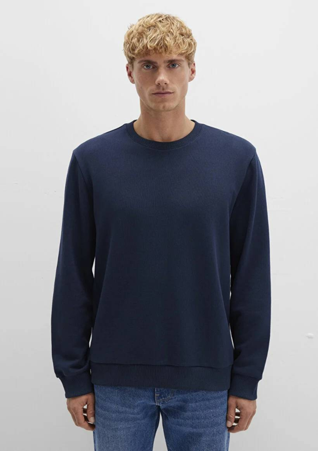 Resim Mavi Bisiklet Yaka Erkek Sweat M0S10421-70490