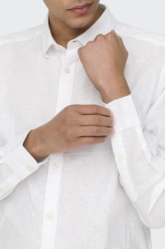 Resim Only & Sons Onscaiden Life Ls Solid Linen Shirt Noos Erkek Gömlek 22012321