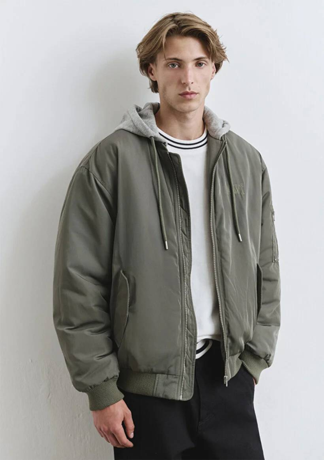 Resim Mavi Kapüşonlu Erkek Ceket M0110563-86961